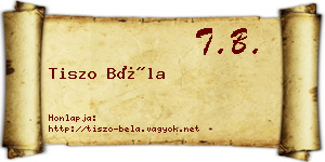 Tiszo Béla névjegykártya